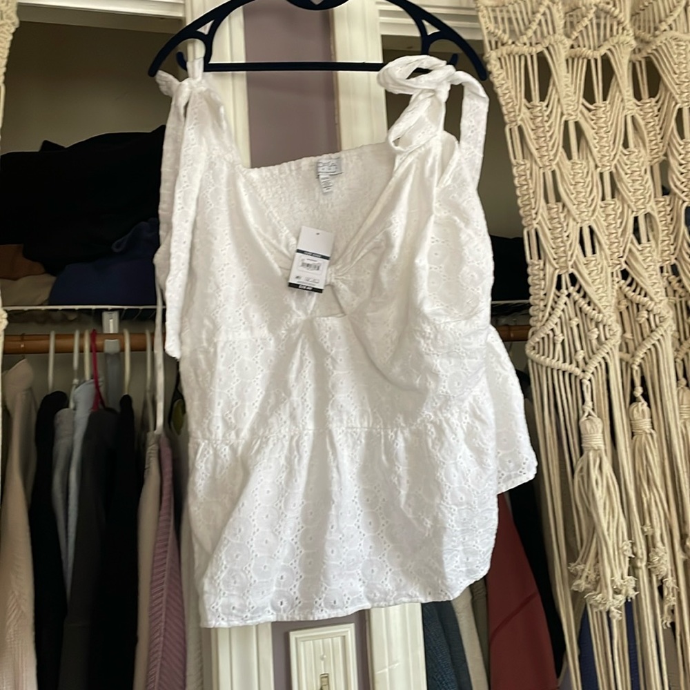 Eyelet Peplum top NWT